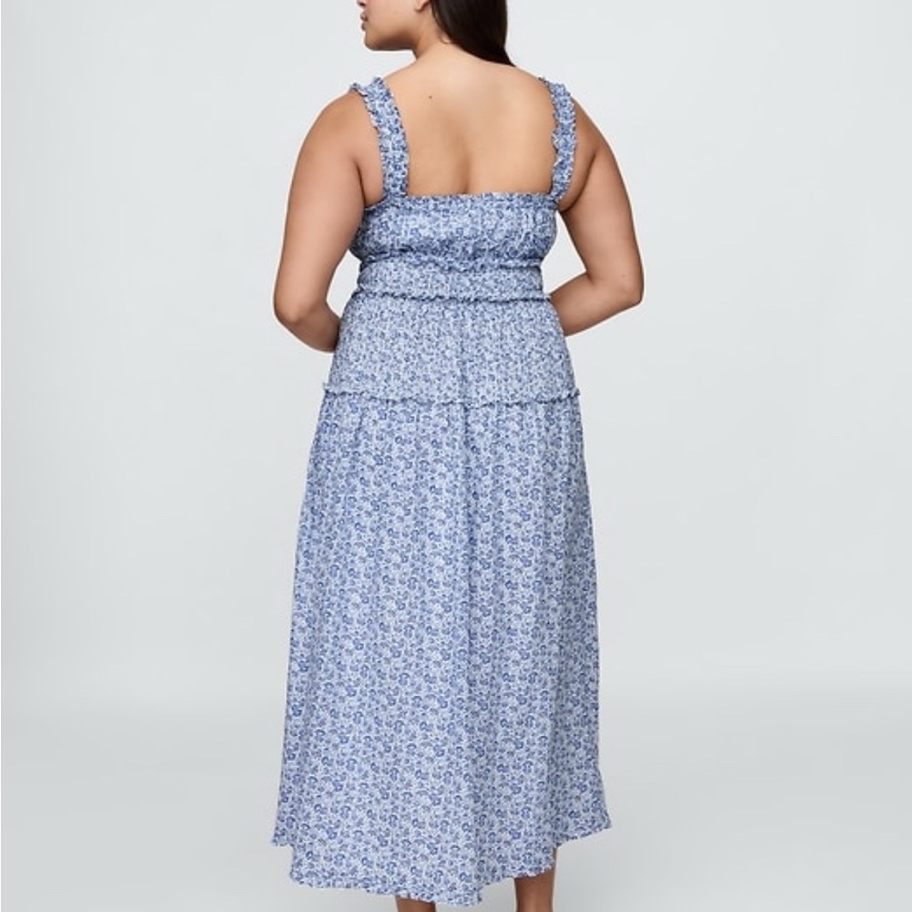 Gap X DÔEN Blue and White Sleeveless Square Neck Midi Sundress - Picture 6 of 10